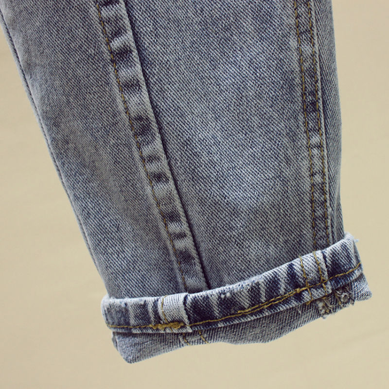 Set Áo Thun Ngắn Tay Giả Hai Lớp + Quần Jeans Dài Lưng Cao Thời Trang Hàn Cho Nữ