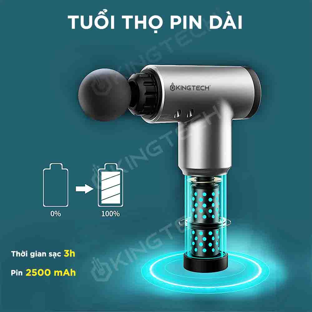 Máy Massage Cầm Tay KINGTECH TY-602 - Súng Mát Xa Toàn Thân 6 Cấp Độ - Súng Massage Chuyên Sâu Vai Lưng, Giảm Đau Cơ