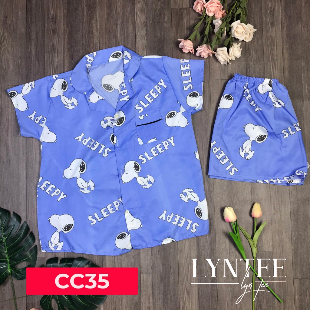 Bộ pijama lụa kate thái bộ mặc nhà mềm mại dễ thương