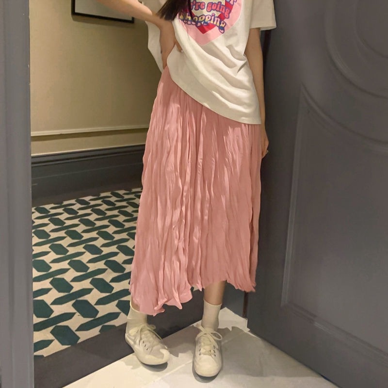 Chân Váy Dài Lưng Cao Màu Sắc Đơn Giản Thời Trang Xuân Hè Phong Cách Hàn Quốc Cho Nữ