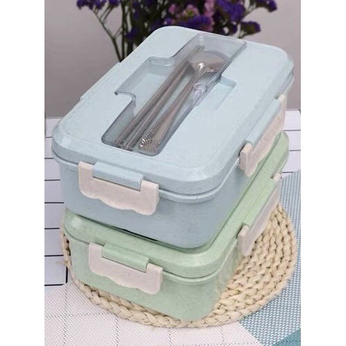 [ FREESHIP ] Hộp đưng cơm lúa mạch 3 ngăn kèm đũa thìa cao cấp 1000ml | BigBuy360 - bigbuy360.vn