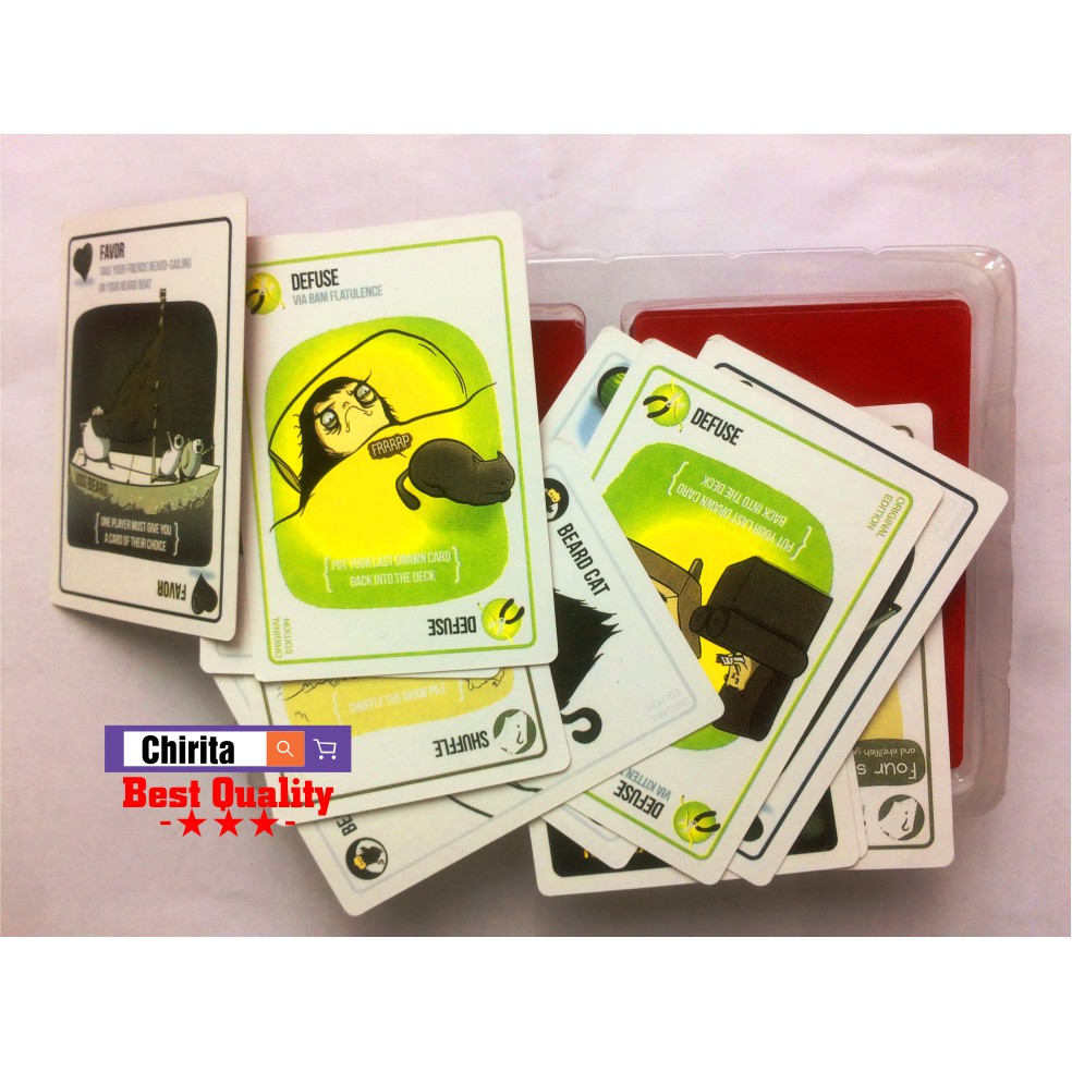 Bộ Bài Mèo Nổ Exploding Kittens LOẠI 56 Lá Giấy Cứng Cực Thú Vị - MN56L