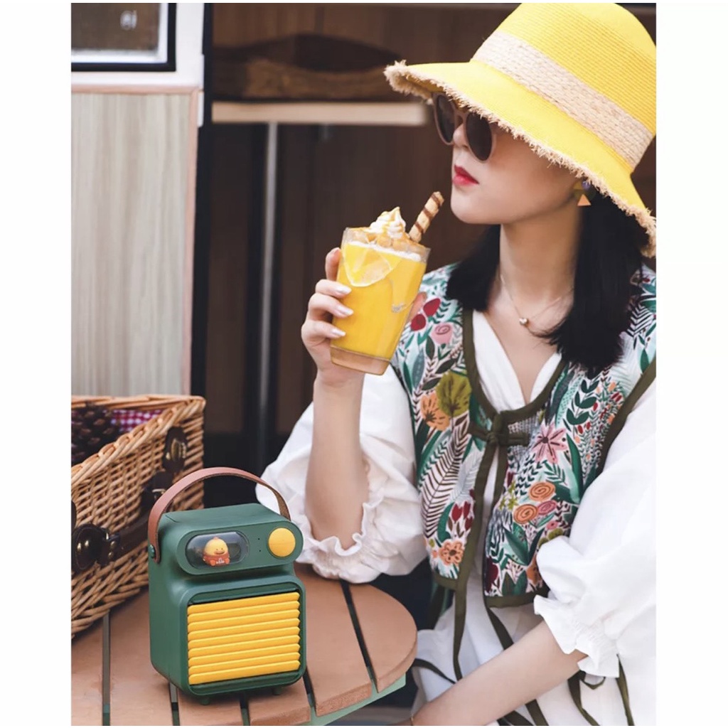 Quạt Điều Hòa Hơi Nước Mini Tích Điện Máy Làm Mát Không Khí  Để bàn 3 Chế độ gió tạo ẩm lọc không khí Đèn ngủ trang trí