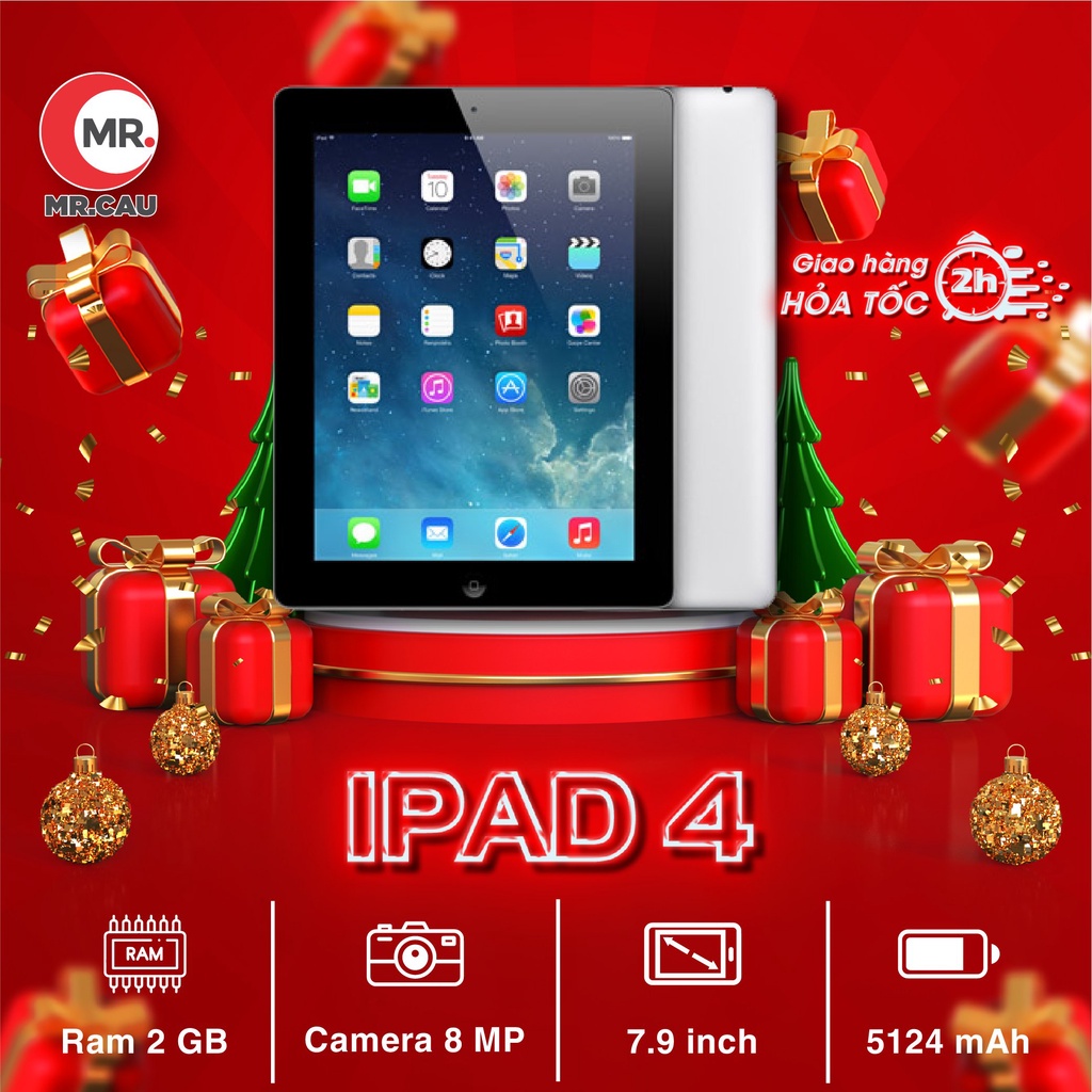 Máy tính bảng lPad 4 HỌC ONLINE  ZOOM , YOUTUBE TIKOK TỐT MÀN LỚN 9.7 INCH  Chính hãng 16gb/32gB  MR CAU