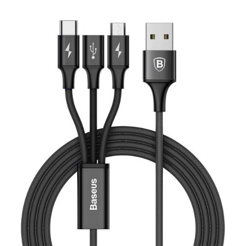 Dây sạc 4 đầu baseus, cáp sạc nhanh 3 in 1 iphone micro usb type c baseus