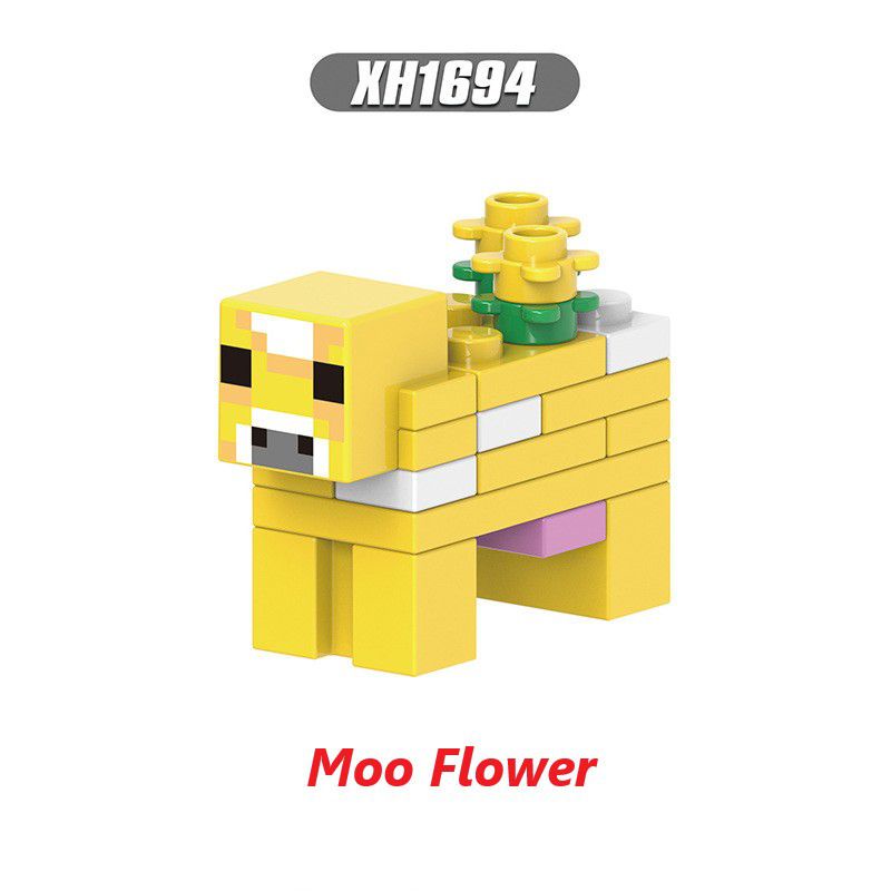 Minecraft kid toy Alpaca Puffer Lava Monster Moo Flower Skull Horse Building Blocks Toys gift