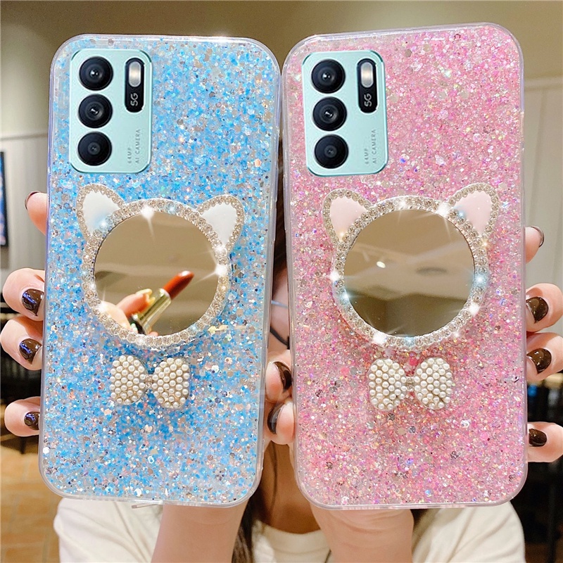 Ốp Điện Thoại Mềm Trong Suốt Có Gương Trang Điểm Cho OPPO Reno6 Z / Reno 6 5G / Reno 5F / Reno5 Pro