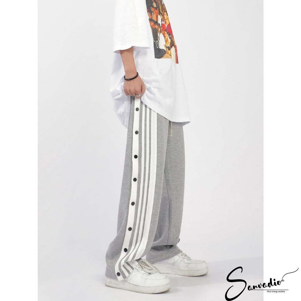 Quần ống suông nam SANVADO CÚC POLY Unisex phối ba sọc thể thao Basic nam nữ Oversize mùa hè phong cách đường phố QD46