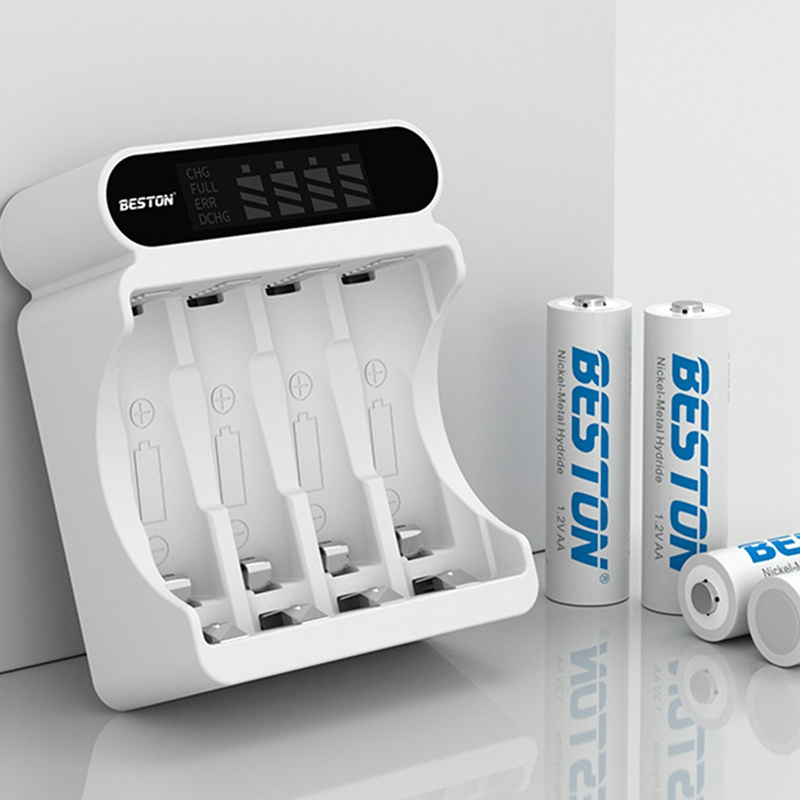 BESTON C9023L 4-Slot LCD Screen Display Fast Charging Charger for AA/AAA 1.2V Ni-MH Rechargeable Battery Supports Mixed Charge