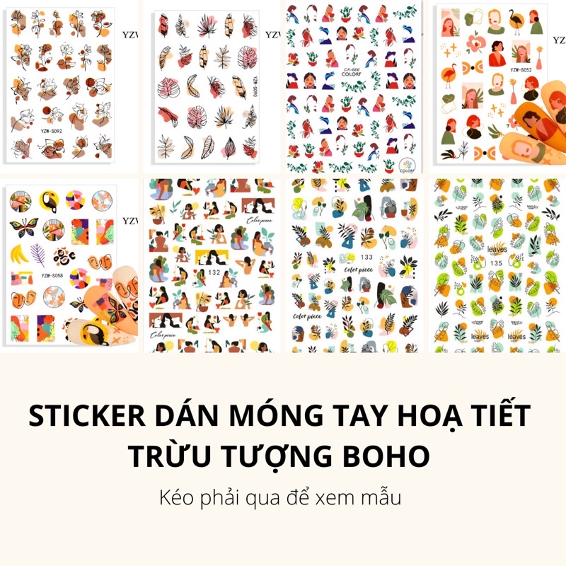 Sticker,hình dán móng tay họa tiết trừu tượng phong cách Boho minimalism, abstract &amp; aesthetic độc lạ trang trí móng tay