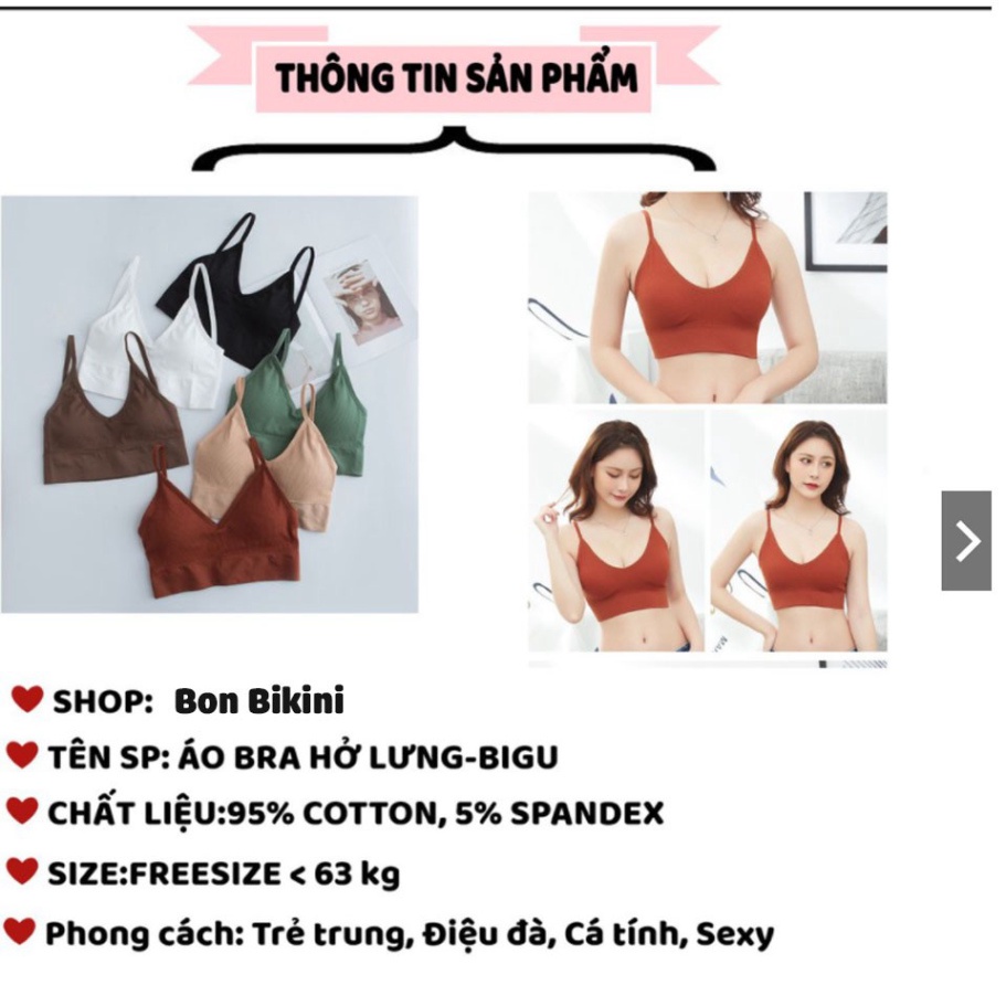 Áo Bra nữ - Áo lót nữ chữ U hở lưng 2 dây không gọng nâng ngực gợi cảm co giãn mẫu BIGU