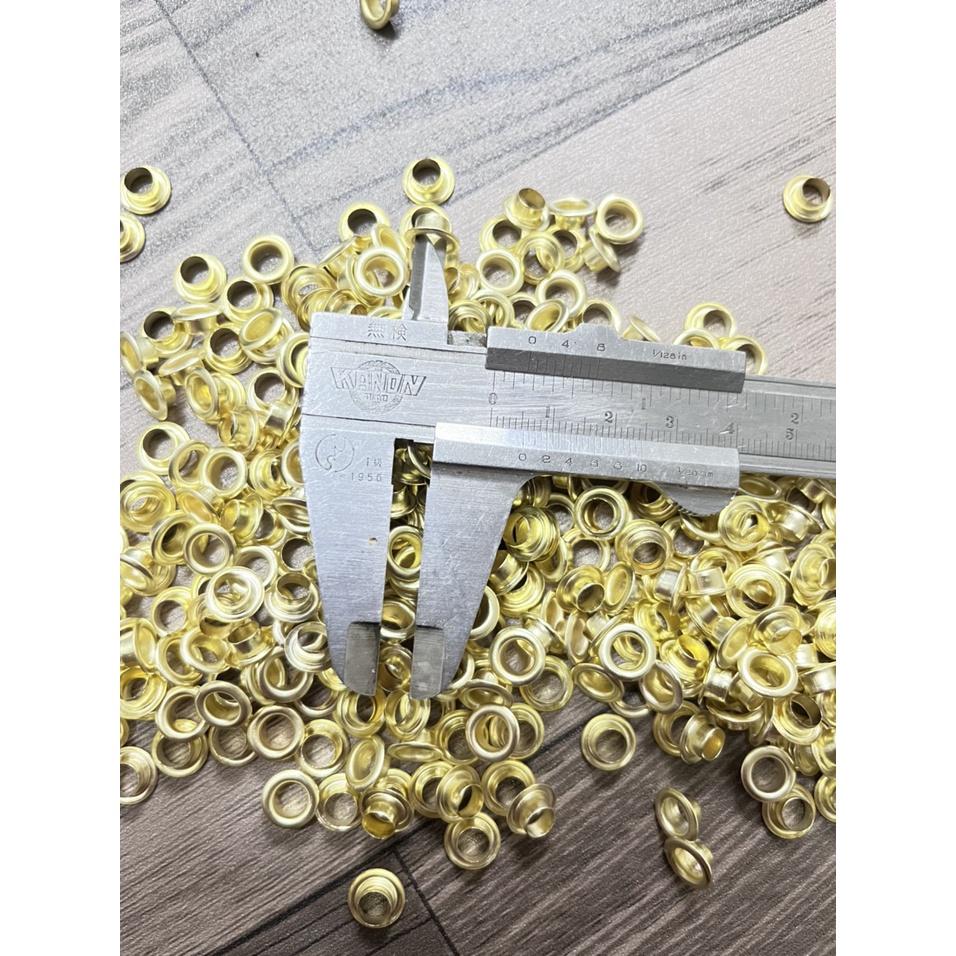 1KG Khoen ore mắt cáo 4mm,5mm,6mm,8mm,10mm bằng sắt xi màu VÀNG khuy ore mắt cáo bấm bạt, túi giấy Không long đền
