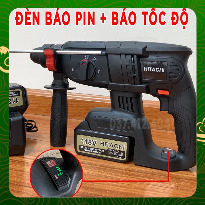 Máy Khoan Đục Bê Tông HITACHI 118V, 3 Chức Năng, 2 PIN, Không Chổi Than  bảo hành 12 tháng
