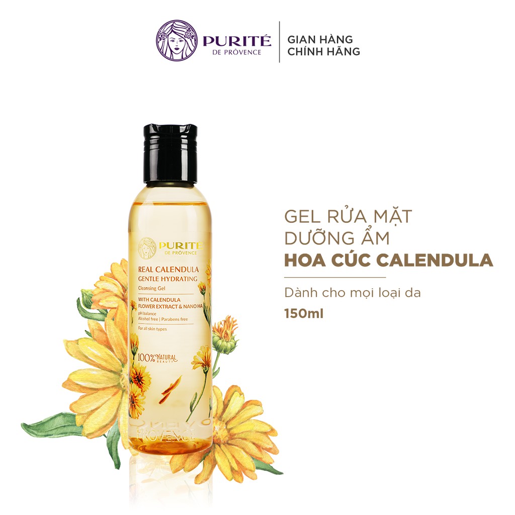 [Mã FMCGMALL -8% đơn 250K] Gel Rửa Mặt Hoa Cúc Calendula Dưỡng Ẩm Và Làm Dịu Da Purité 150ml