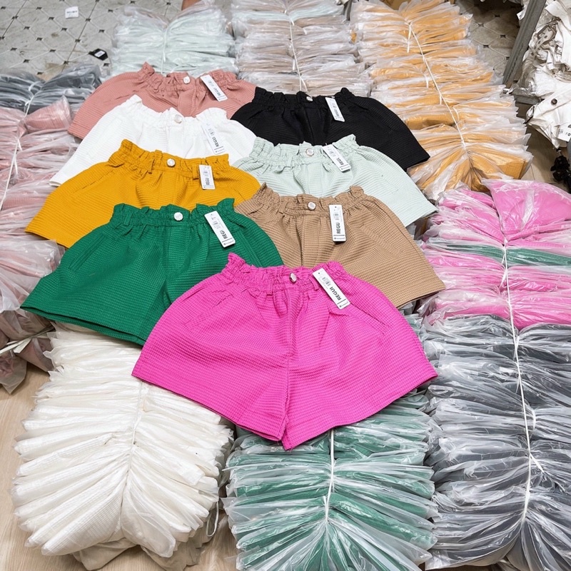 quần đùi viền lai hàn quốc lưng thun free size