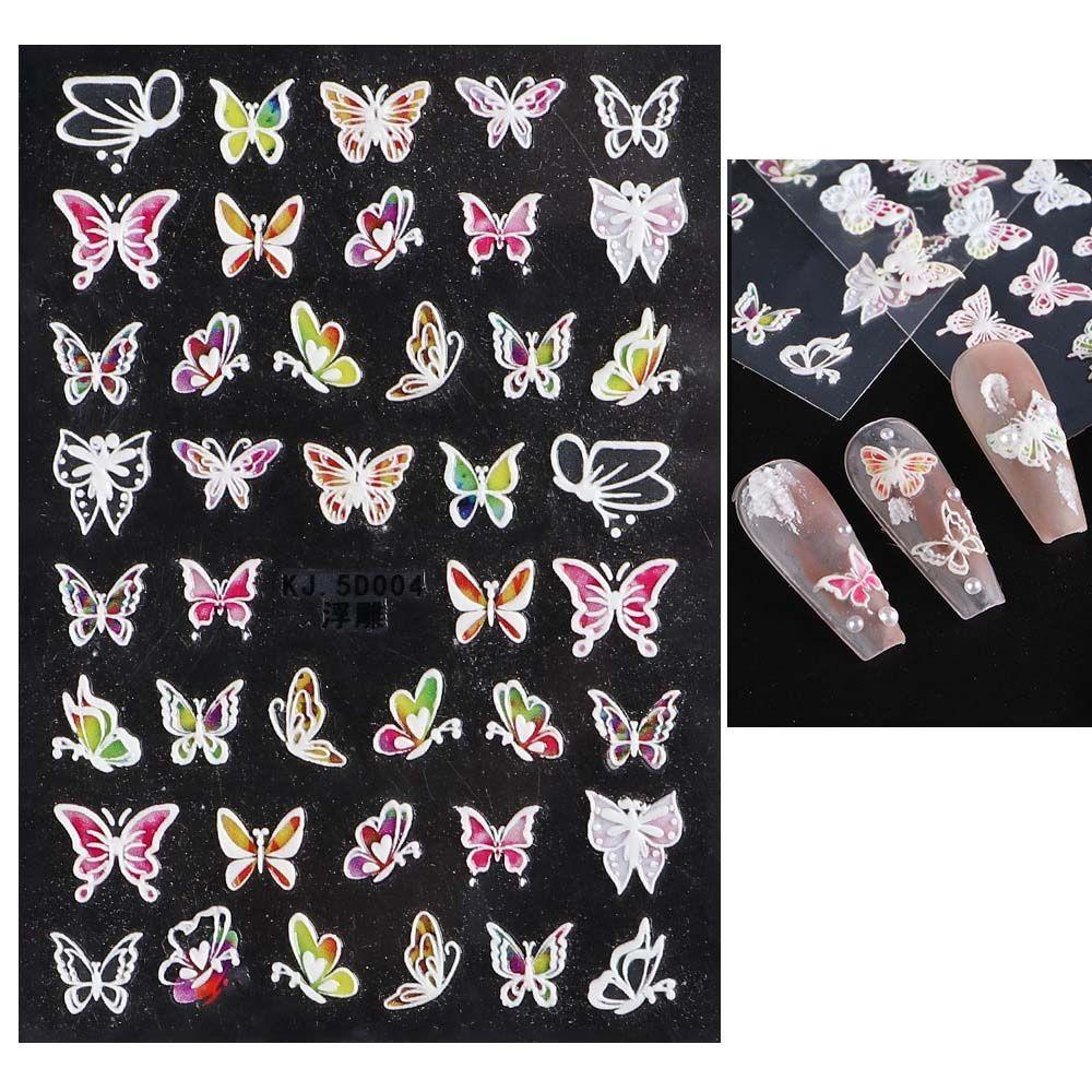 LILYES Miếng Dán Trang Trí Móng Tay Hình Bướm / Lá Cây Xinh Xắn