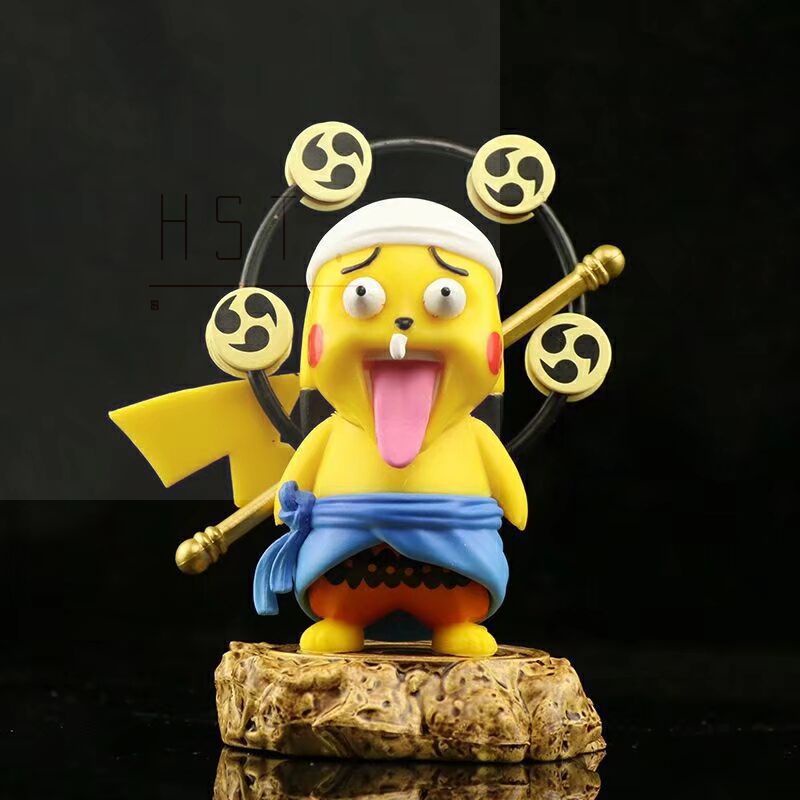 Pikachu Cosplay Enel Model Toy Pokémon One Piece Anime Figure with Funny Face Collectibles for Japanese Anime Fans