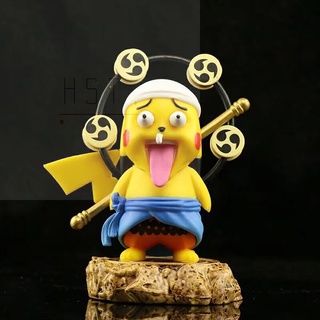 Pikachu Cosplay Enel Model Toy Pokémon One Piece Anime Figure with Funny Face Collectibles for Japanese Anime Fans