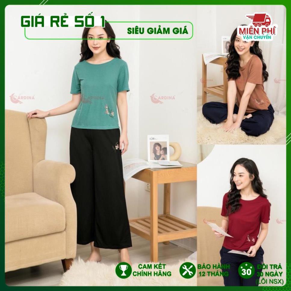 Đồ Bộ mặc nhà nữ, bộ Đũi Lụa Dài Cao Cấp chính hãng CARDINA, thoải mái, trẻ trung, thoáng mát và tiện lợi