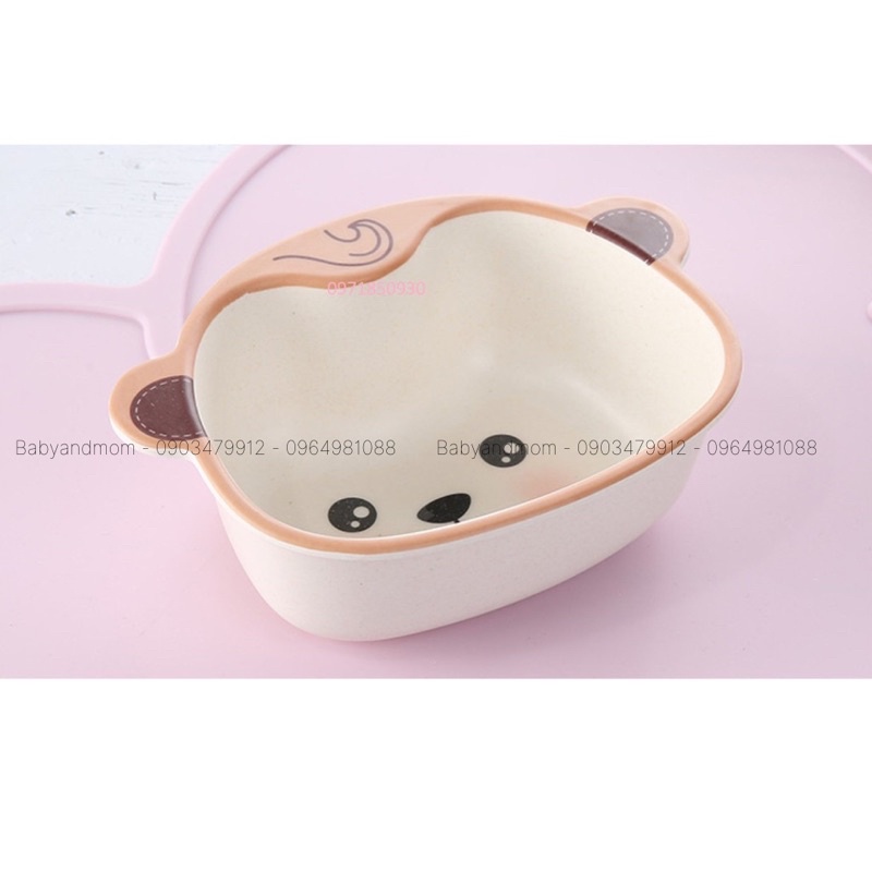 Set bát cốc thìa ăn dặm Shall hình khỉ 5 chi tiết 𝐁𝐞𝐞𝐡𝐨𝐮𝐬𝐞