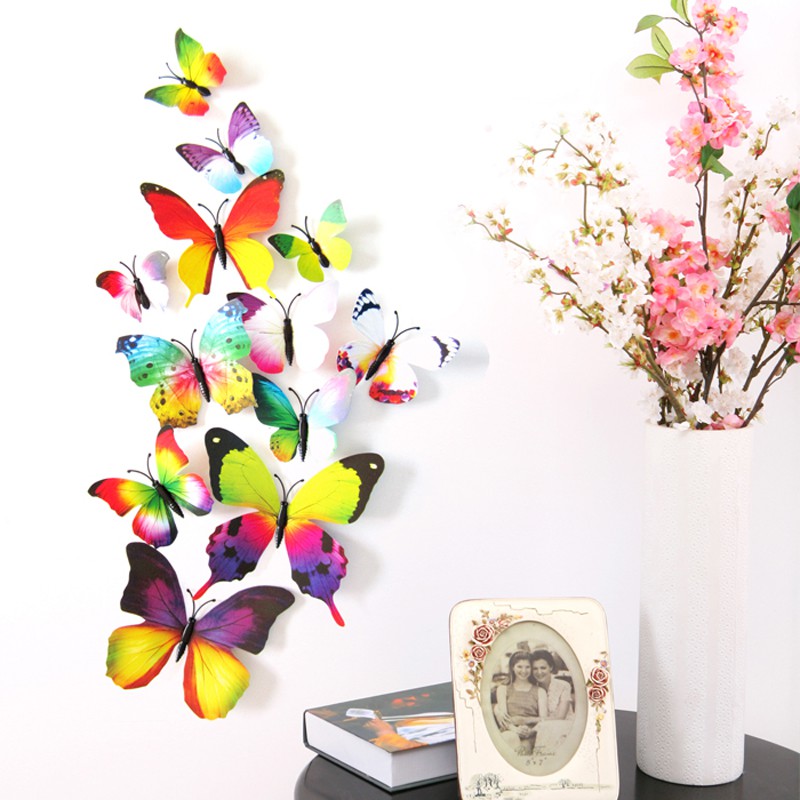 Set 12 con bướm nam châm 3D dán tường trang trí