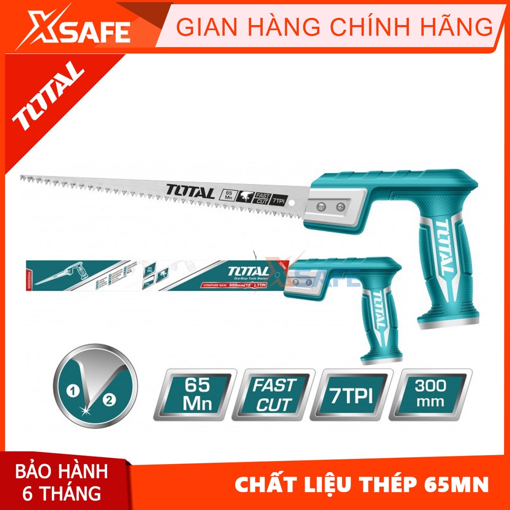 Cưa tay hình compa TOTAL THCS30026 Thiết kế đầu nhọn, cưa thẳng chất liệu SK5 cao cấp, độ bền, khả năng chịu nhiệt tốt