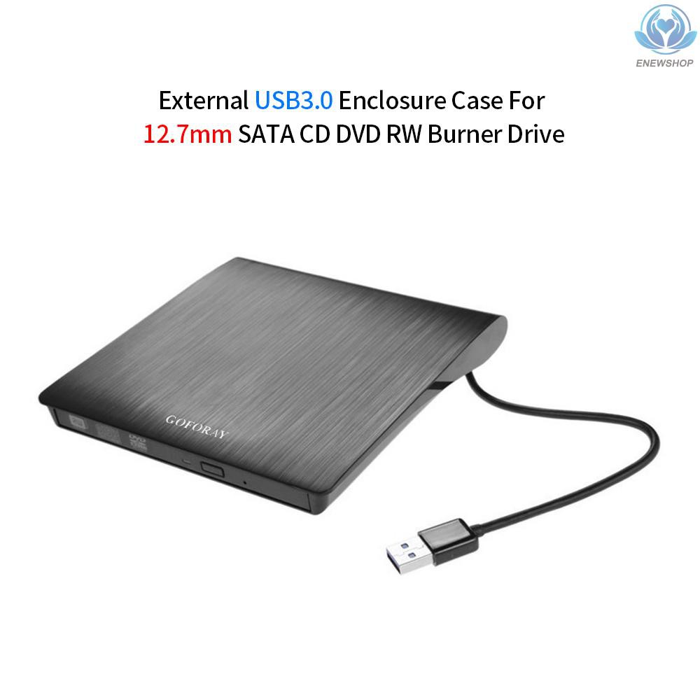 【enew】USB 3.0 Mobile External Case For 12.7mm SATA CD DVD BD-ROM BD-RE Drive Black