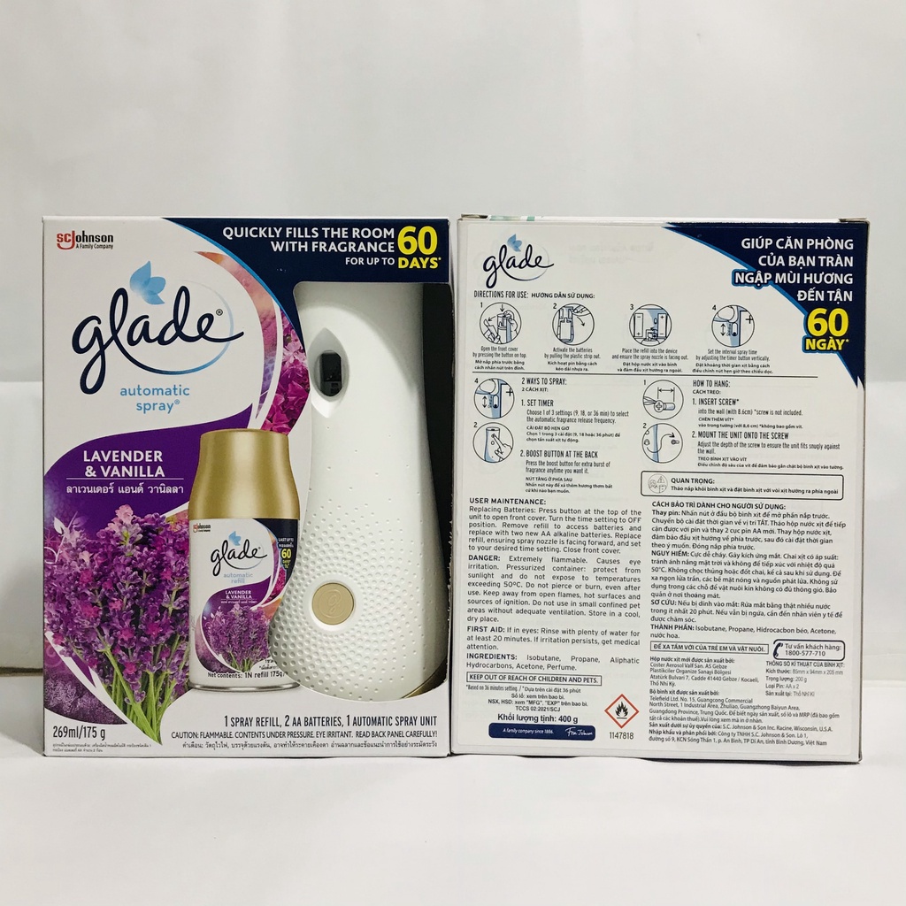 Máy xịt thơm phòng tự động Glade 3in1