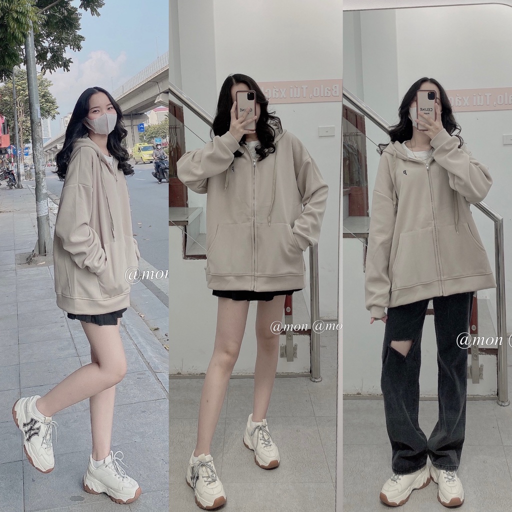 210702 Áo hoodie zip nỉ nhung, nỉ xốp - áo hoodie nỉ nam nữ thời trang ulzzang form rộng dài chùm mông | BigBuy360 - bigbuy360.vn