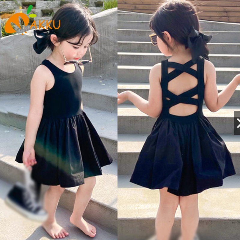 Thời Trang Bé Gái Hackless Đen Trẻ Em Váy Bkku