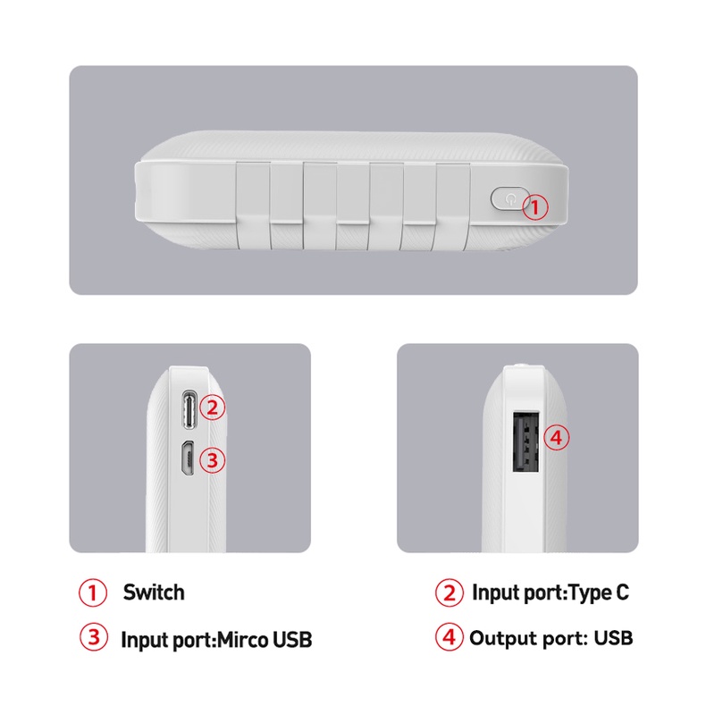 Sạc dự phòng 10000mAh BASIKE nhỏ gọn đầu ra sạc nhanh có thể mang đi máy bay cho iPhone iOS Android