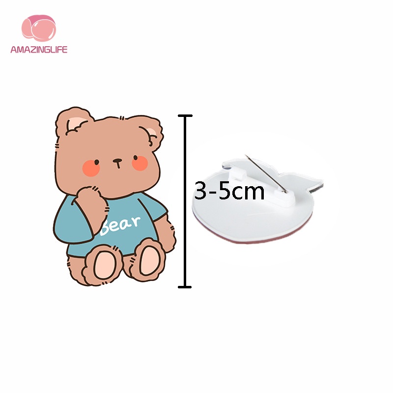 [Amazinglife] Ghim Cài Áo Bằng Acrylic Hình Thỏ / Gấu Hoạt Hình / Trái Cây Ngọt Ngào Đáng Yêu Dành Cho Học Sinh /