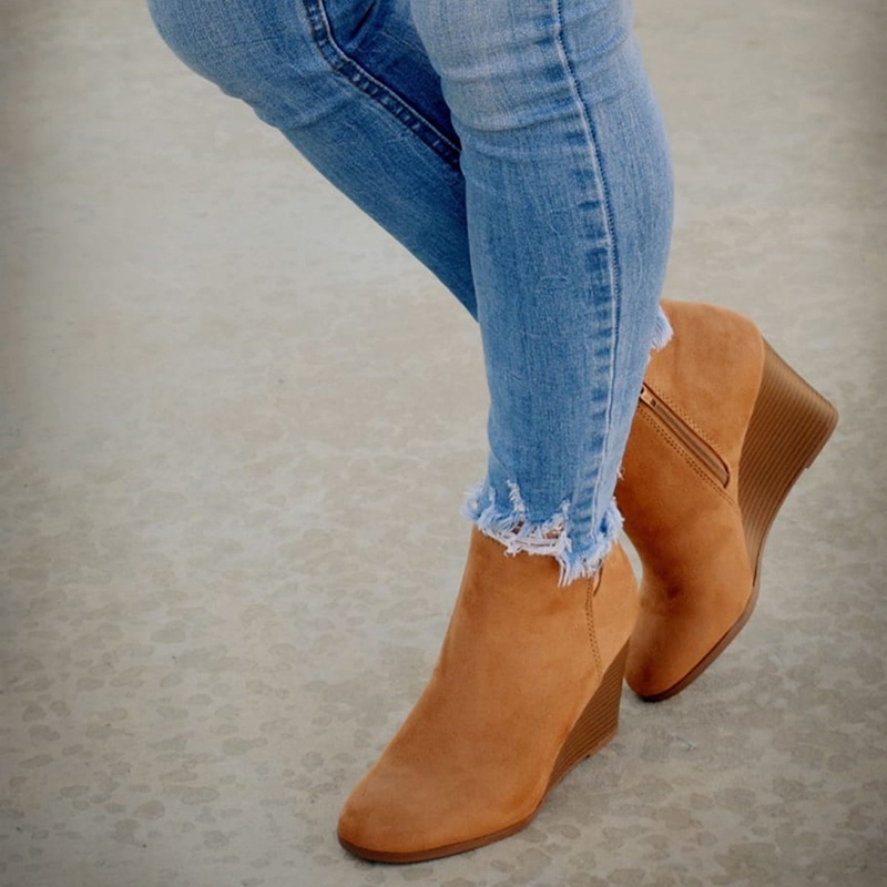 Giày boots cổ ngắn đế xuồng màu trơn/ da báo thời trang cho nữ | BigBuy360 - bigbuy360.vn