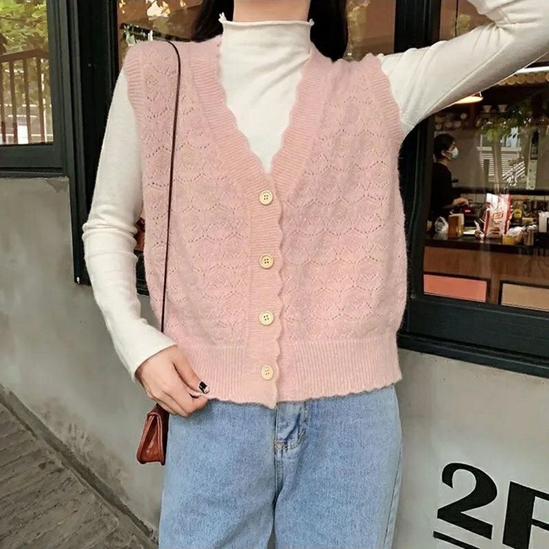 Áo khoác cardigan cổ chữ V phong cách phương Tây dễ phối đồ