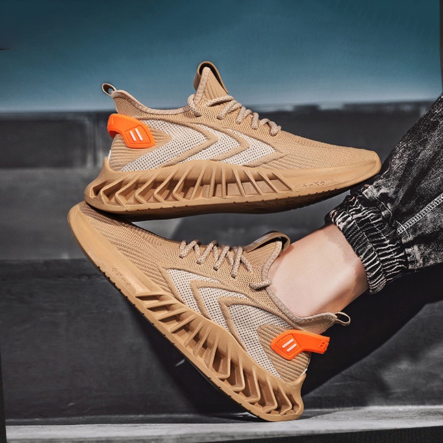 Giày Thể Thao Nam GEMI - Giày Sneaker Màu Trắng - Kaki, Giày Thể Thao Phong Chạy Nhảy, Đi Chơi - G5135