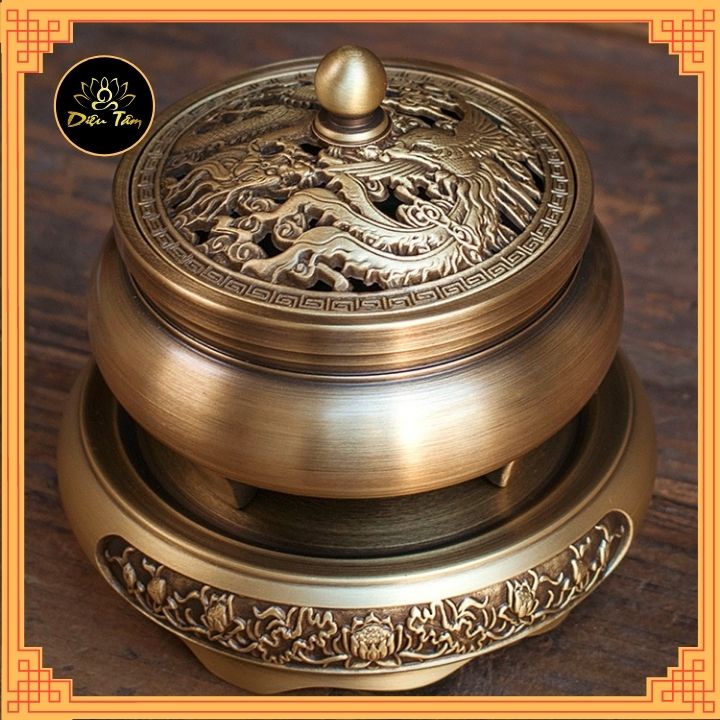 Lư đồng xông trầm hương dùng để xông trầm nụ, nhang trầm vòng, trầm hương, phụ kiện xông trầm bày bàn trà