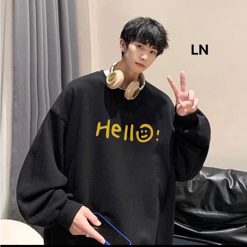 Áo Nỉ Sweater HELLO Chất Nỉ Cotton Tay Bồng From Rộng Nam nư mặc được - ZADOLA FASHION