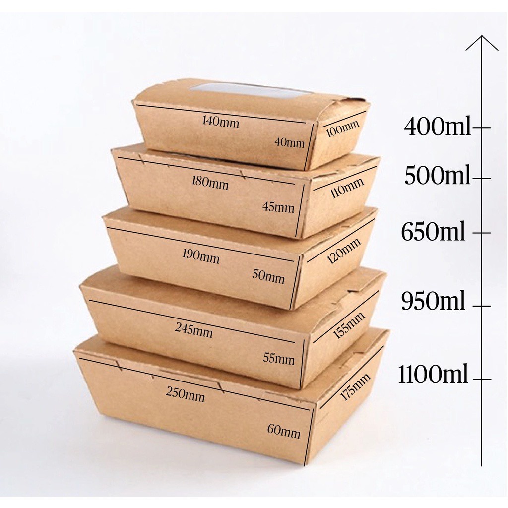 10 Hộp giấy Kraft nắp cài có cửa sổ đựng thực phẩm chất liệu chịu nhiệt an toàn  Bếp xanh thiên bình