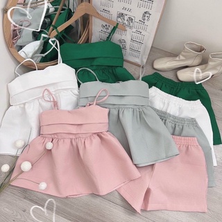 SET ÁO BABYDOLL NƠ XỐP MÀU PASTEL