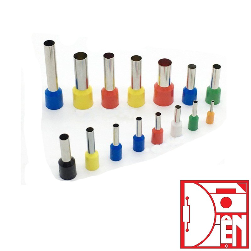 Đầu cos pin rỗng E dùng cho dây điện từ 0.5mm2 - 16mm2 Túi 100 cái