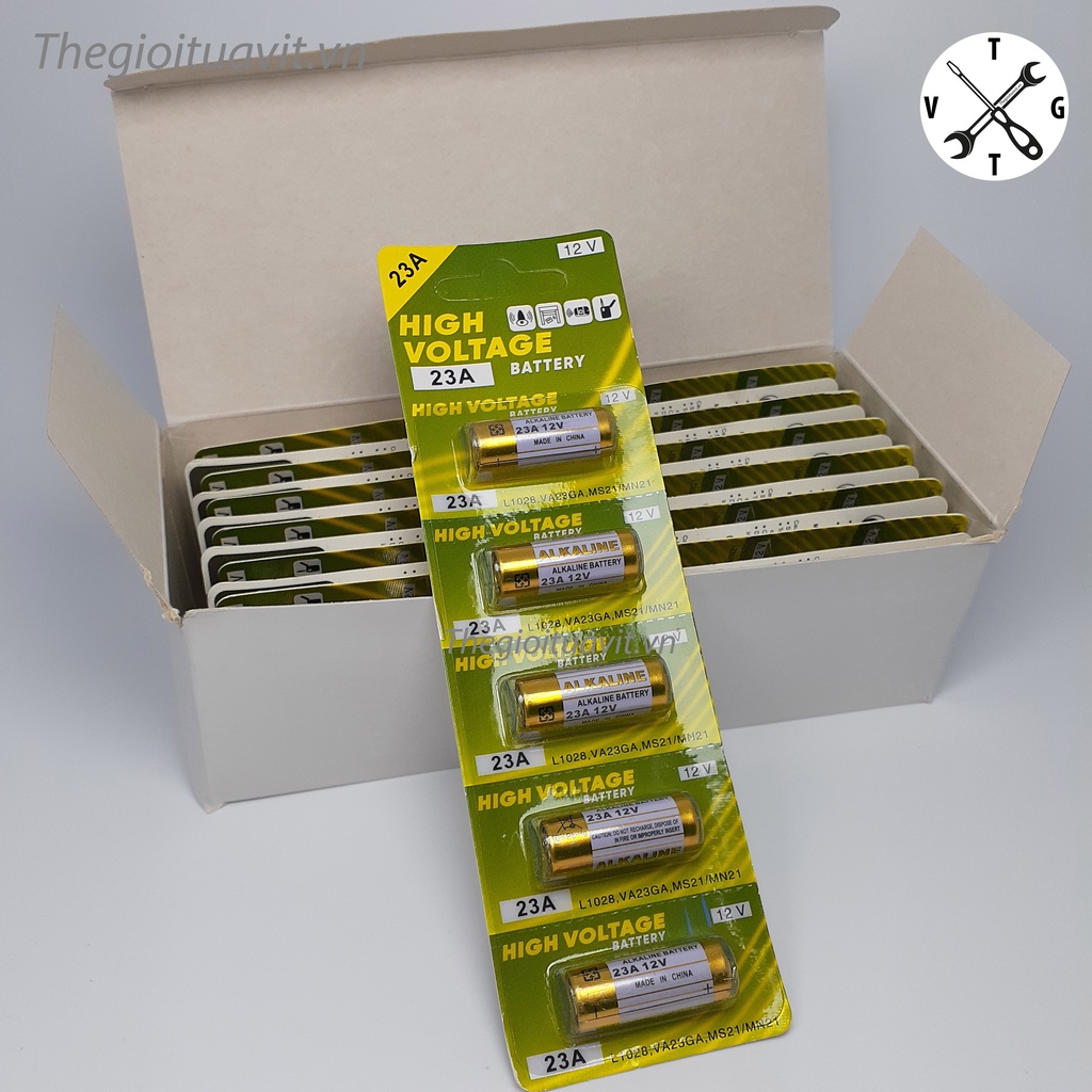 Vỉ 5 viên Pin A23 A27 Alkaline High Voltage 12V pin điều khiển cửa cuốn