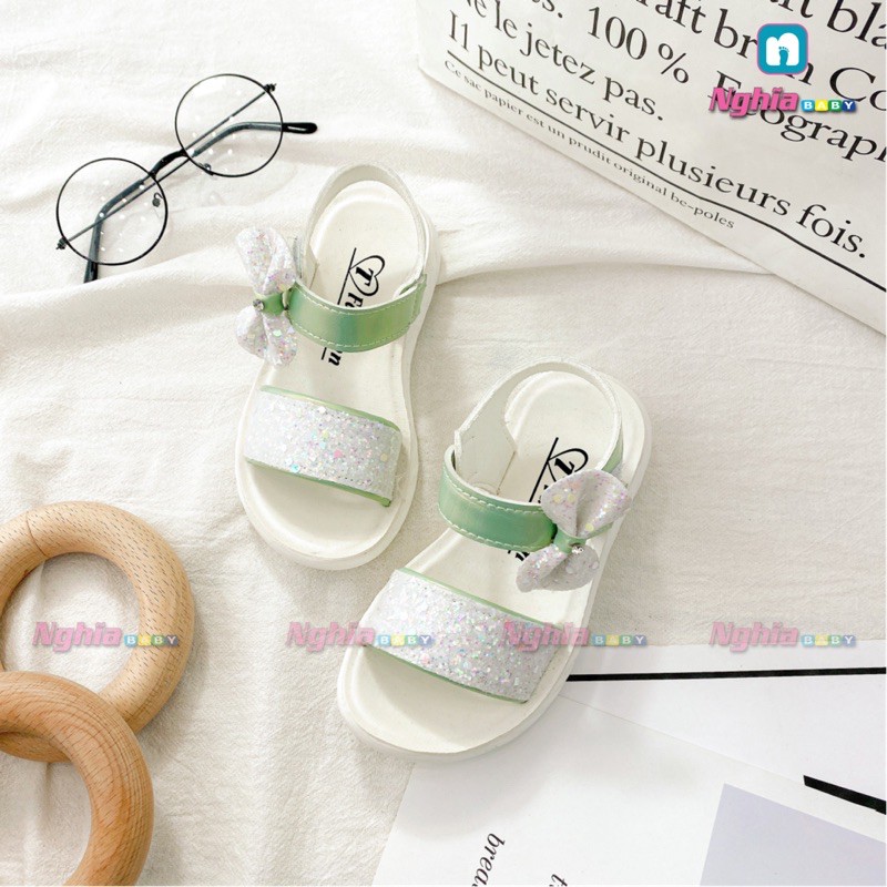 Sandals quai đính đá lấp lánh quai đính nơ NGHĨA BABY L3