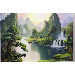 Tranh gắn đá toàn bộ  tự làm- tranh non nước hữu tình