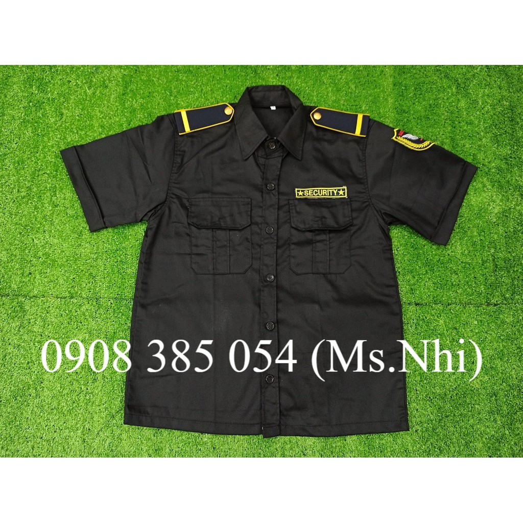 Áo vệ sĩ màu đen kèm logo vải kaki thấm hút mồ hôi- Hình thật