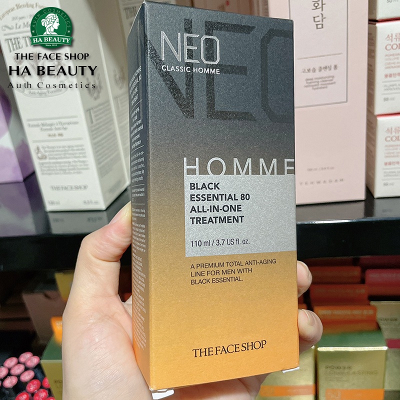 Tinh chất dưỡng trắng chống lão hóa cho NAM The Face Shop Neo Classic Homme Black Essential All In One Treatment 110ml