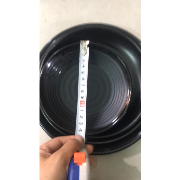 [100% Melamine] Đĩa Nhựa Phíp Tròn, Melamine Dáng Tròn Màu Đen Sang Trọng