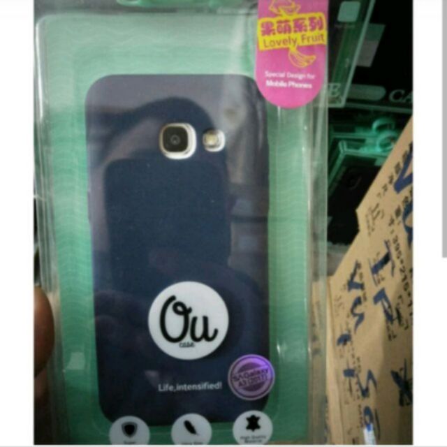 Ốp lưng Ou Case cho samsung A3 2017 silicon dẻo màu (đen-xanh)