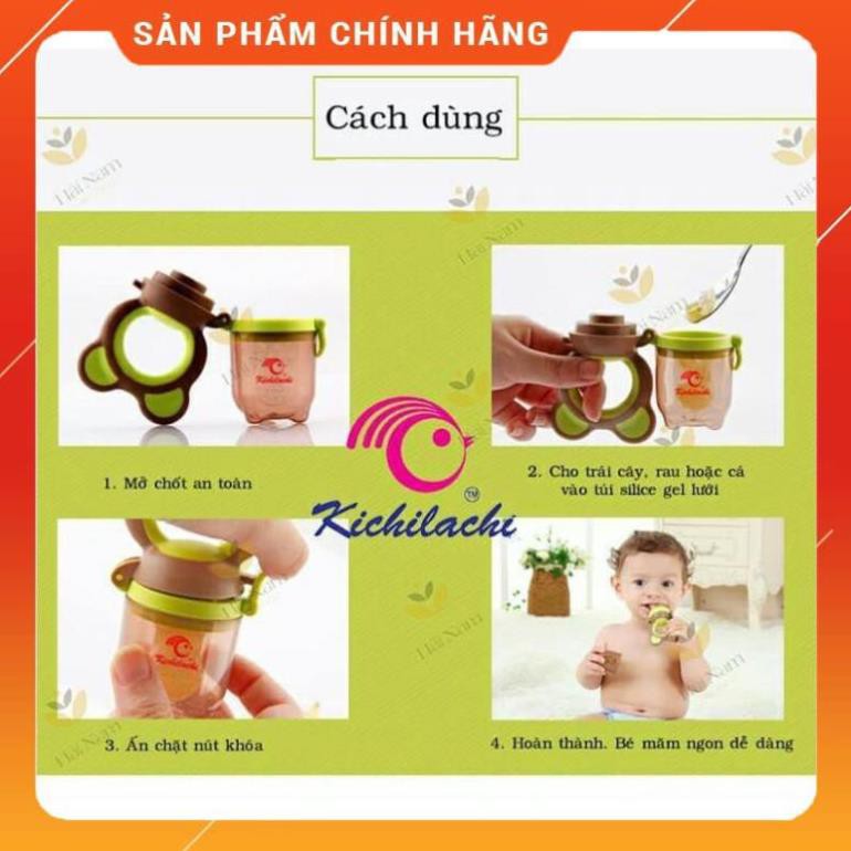 Túi nhai ăn dặm chống hóc Kichilachi Nhật tặng kèm 3 size núm [Giá Sập Sàn]