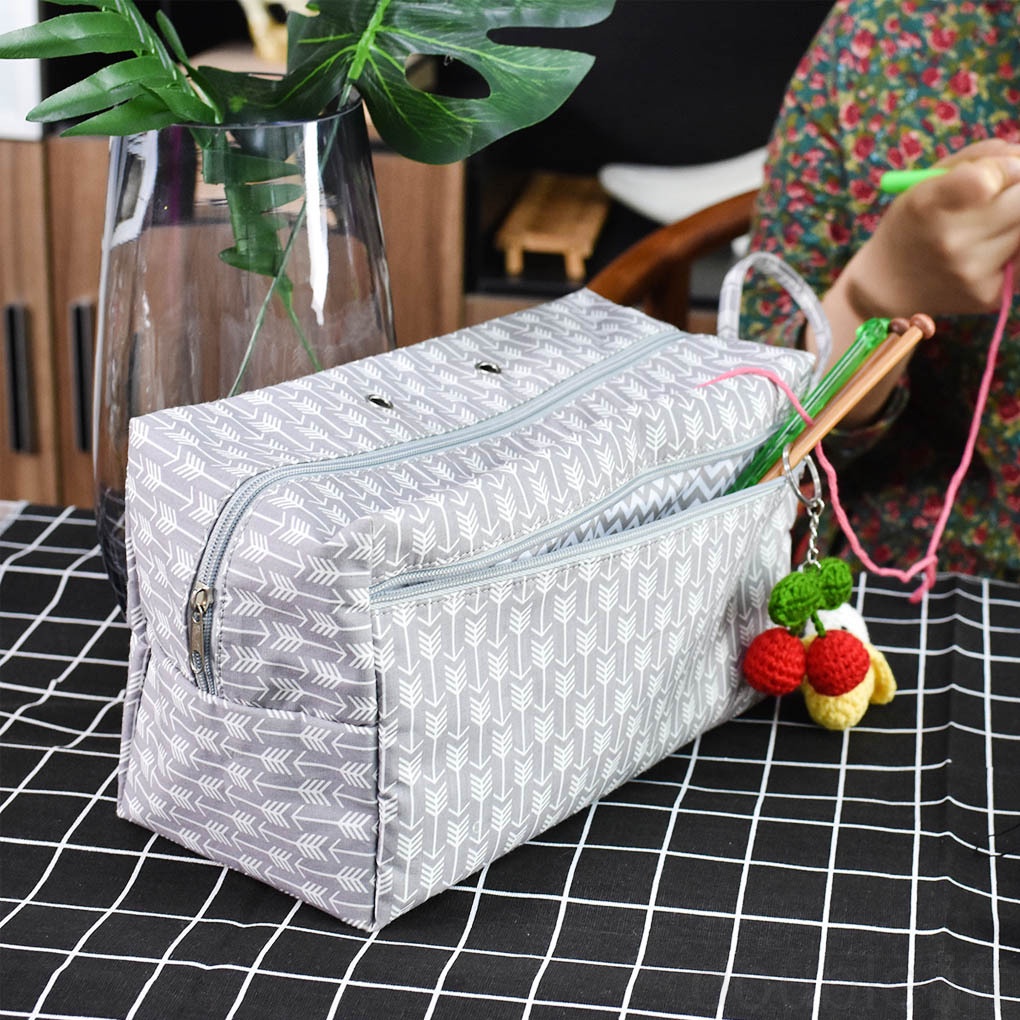 Crochet Thread Hooks Yarn Storage Bag Sewing Kit Holder Knitting Needles Tote Crocheting Organizer doublelift store