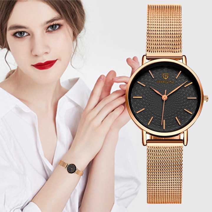 (Siêu Sang) Đồng Hồ Nữ PAGINI PA8222 Dây Thép Không Gỉ + Tặng Kèm Pin | BigBuy360 - bigbuy360.vn